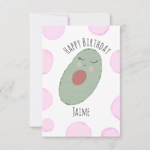 Carte Fête d'anniversaire aux points roses aquarelle d'a