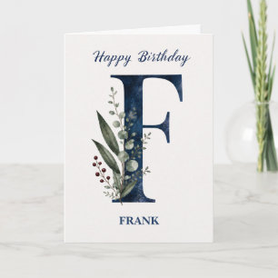 Carte Fête d'anniversaire avec lettre F pour lui Nom per