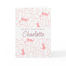 Fête d'anniversaire avec motif de chat rose corail