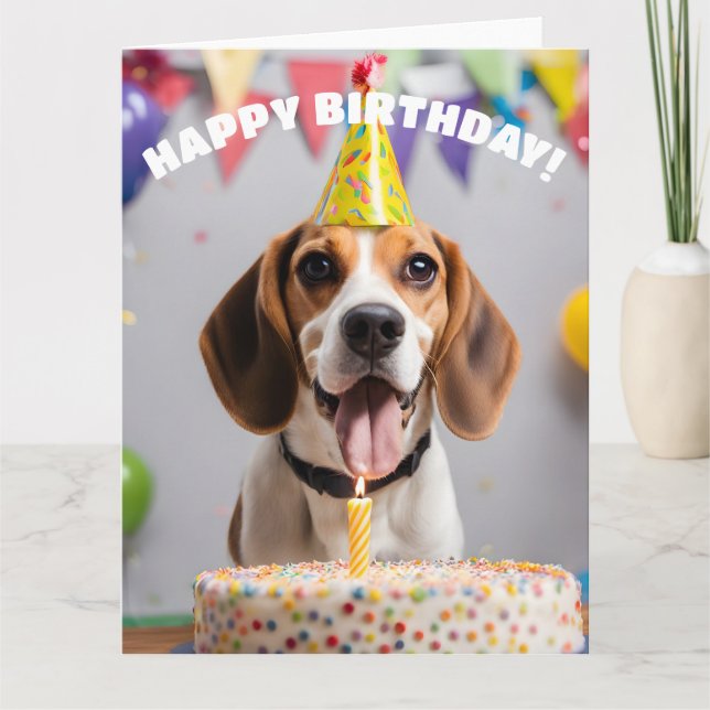Carte Fête d'anniversaire beagle (Devant)