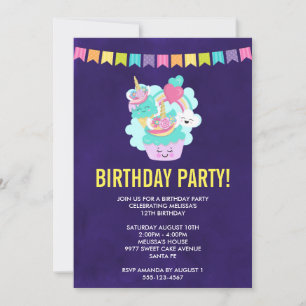 Carte Fête d'anniversaire Cupcake et glace joyeuse