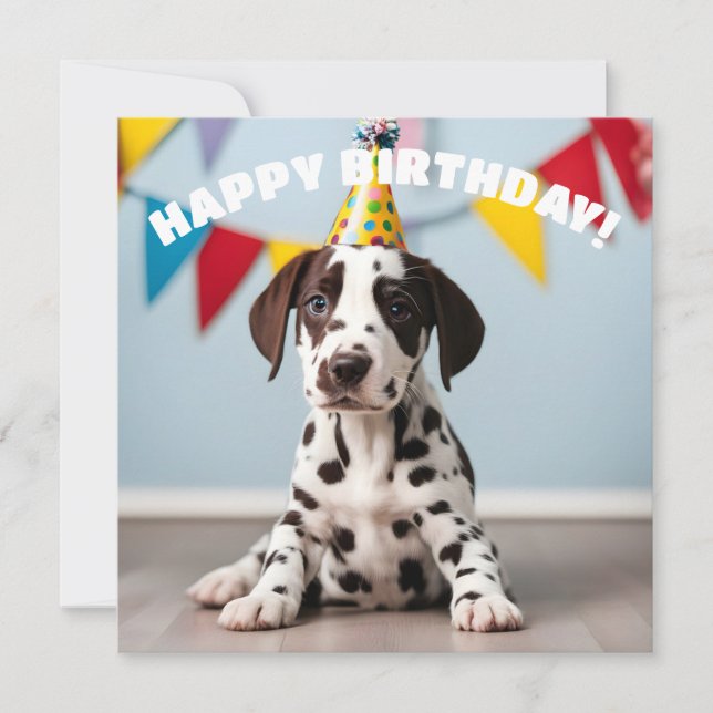 Carte Fête d'anniversaire dalmate (Devant)