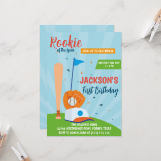 Carte Fête d'anniversaire de 1 an de baseball Recrue de 