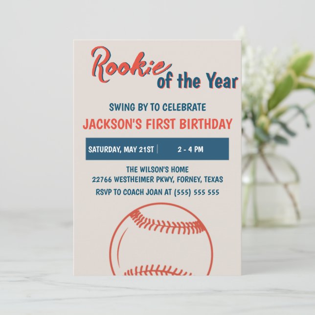 Carte Fête d'anniversaire de baseball Recrue de l'année (Debout devant)