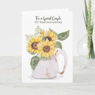 Carte Fête d'anniversaire de couple Tournesols dans un p