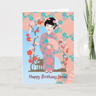 Carte Fête d'anniversaire de Geisha