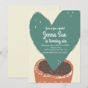 Carte Fête d'anniversaire de la plante de cœur de cactus