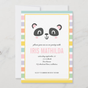 Carte Fête d'anniversaire de panda multicolore et brilla