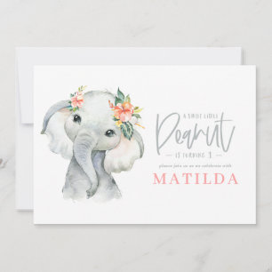 Carte Fête d'anniversaire de petite fille d'éléphant aqu