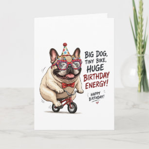 Carte Fête d'anniversaire de vélo de Bouledogue Français