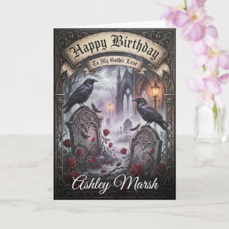 Carte Fête d'anniversaire des amoureux gothiques romanti