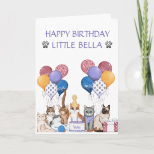 Carte Fête d'anniversaire des chats mignons