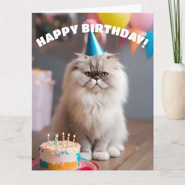 Carte Fête d'anniversaire du chat perse (Devant)