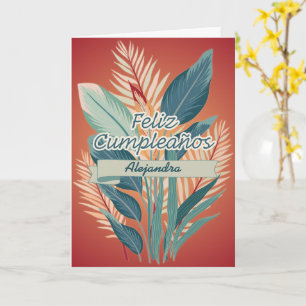 Carte Fête d'anniversaire en terre cuite florale bohème 