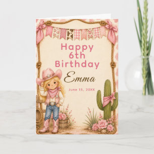 Carte Fête d'anniversaire Pink Cowgirl Hoedown