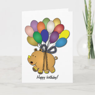 Carte Fête d'anniversaire pour enfant: Rhino