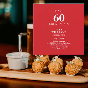 Carte Fête d'anniversaire Rouge Faire 60 Grande à nouvea
