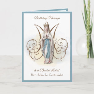 Carte Fête d'anniversaire Vierge Marie Lourdes
