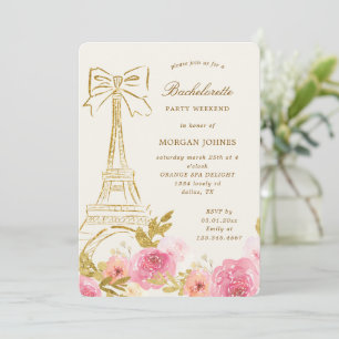 Carte Fête de Bachelorat Chic Parisien Rose Gold