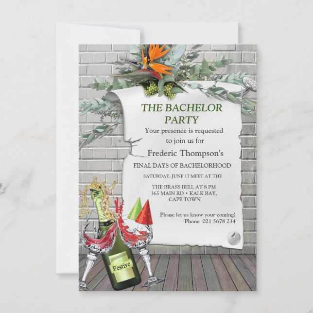Carte Fête de Bachelorette Fleur de Strelitzia (Devant)