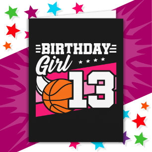Carte Fête de basket-ball 13 ans Fille 13e anniversaire