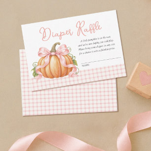Carte Fête de Bébé Fille Citrouille Rose Ruban Tirage au