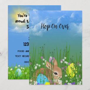Carte Fête de chasse aux oeufs de lapin de Pâques