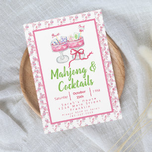 Carte Fête de Cocktail Mahjong à l'aquarelle Grandmillen