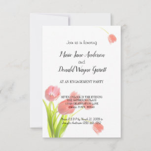 Carte Fête de Fiançailles aux Tulipes Rose Tendre