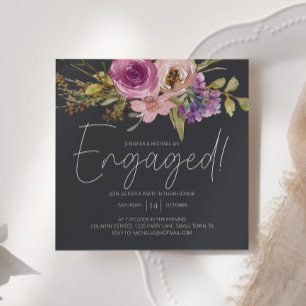 Carte Fête de fiançailles Fleurie Charbon de Bois Rose P