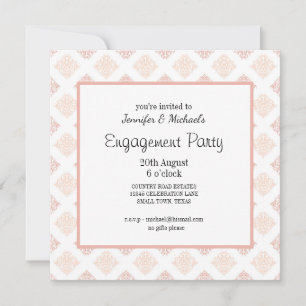Carte Fête de Fiançailles Peach Blush Damask