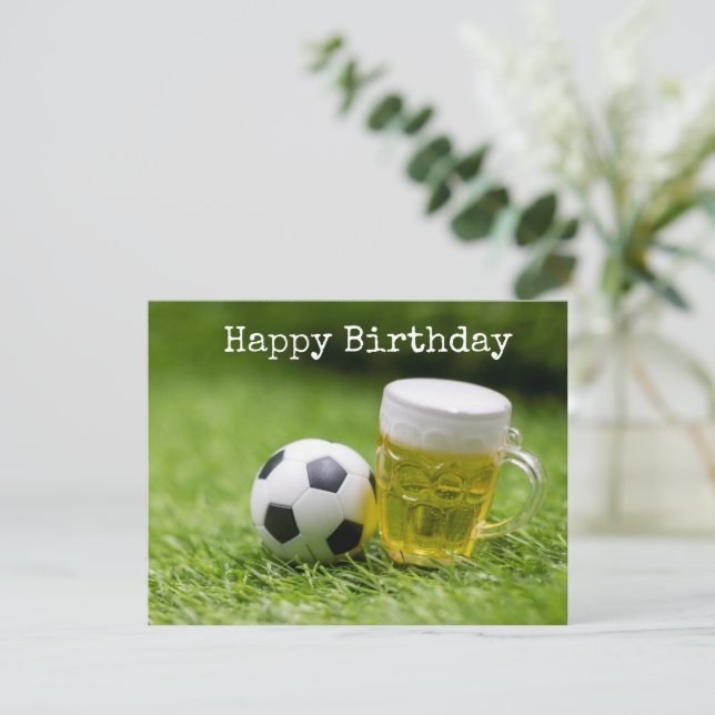 Carte Fête de football avec ballon de football et annive (Debout devant)