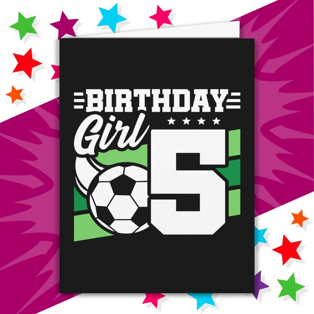 Carte Fête de football de 5 ans 5e anniversaire fille (Créateur téléchargé)