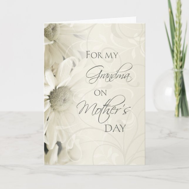 Carte Fête de la grand-mère aux fleurs blanches (Devant)