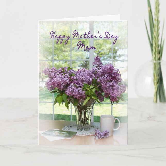 CARTE FÊTE DE LA MÈRE ACCUEILLE POUR LA MÈRE - LILACS (Devant)