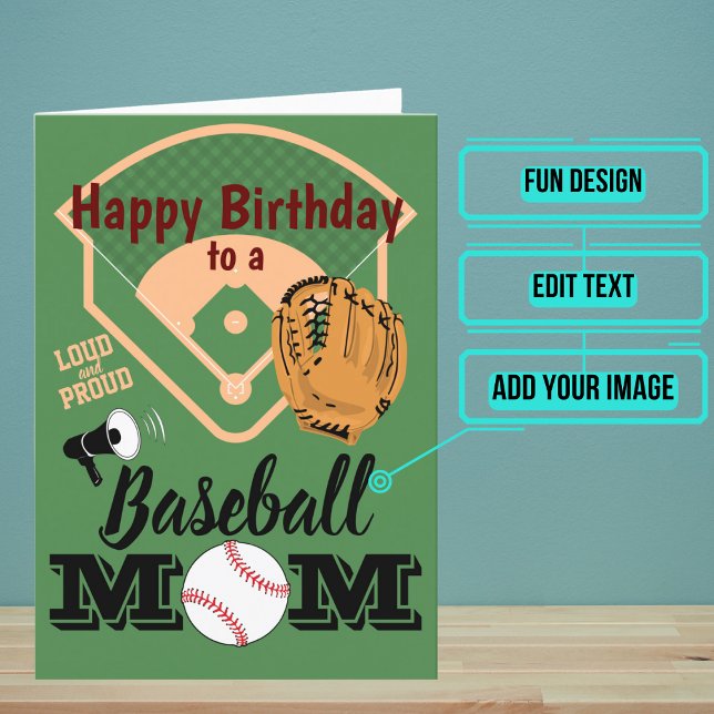Carte Fête de la mère du baseball ou du softball (Mom is at every game and always there to shout her support.)