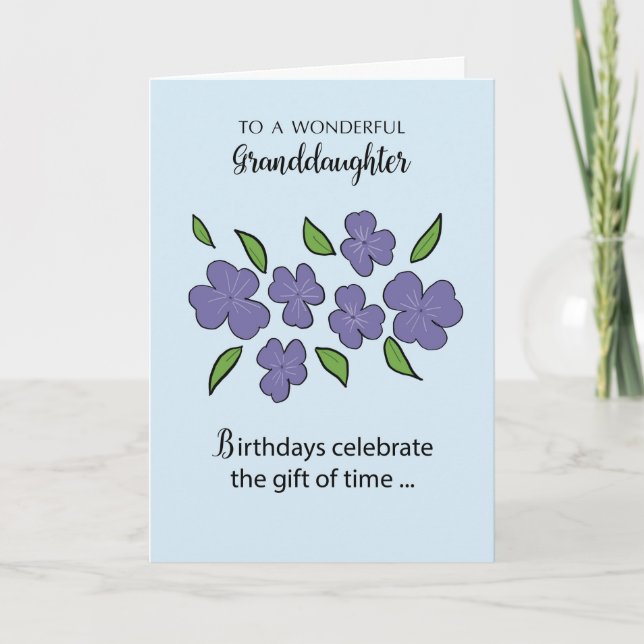 Carte Fête de la Petite-fille avec Fleurs de Violet Feui (Devant)