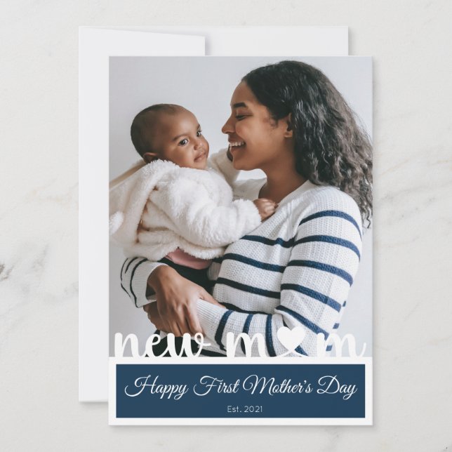 Carte Fête de la première mère Nouvelle photo de maman (Devant)