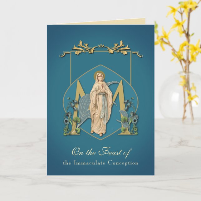 Carte Fête de la Vierge Marie Immaculée Conception  (Fleur jaune)