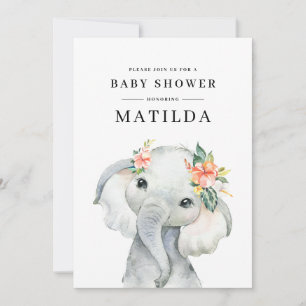 Carte Fête de l'baby shower des éléphants de couleur de