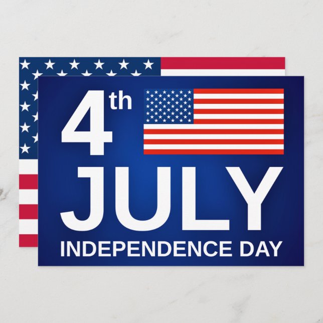 Carte Fête de l'Indépendance - 4 juillet - Drapeau des E (Devant / Derrière)