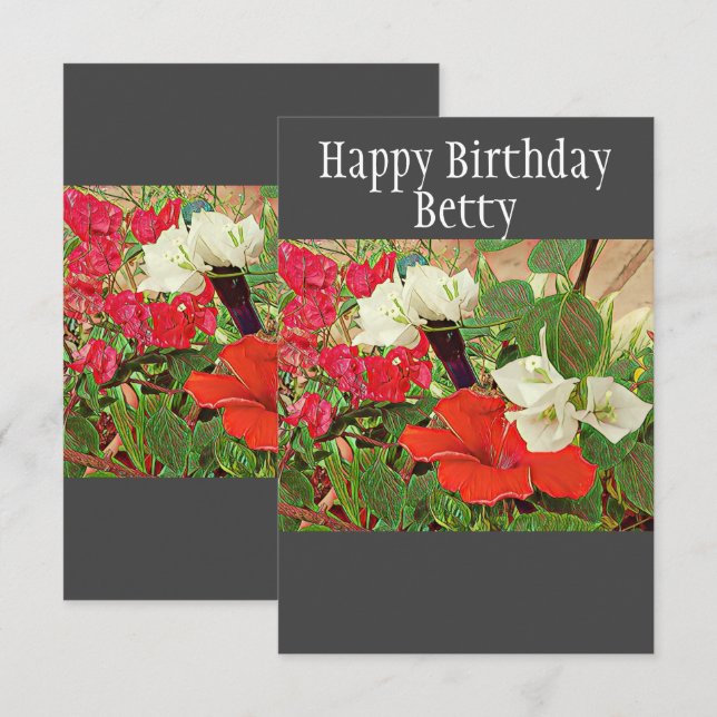 Carte Fête de naissance personnalisée Aquarelle rouge Hi (Devant / Derrière)