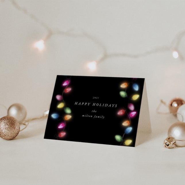 Carte Fête de Noël Colorée Lumières à cordes (Créateur téléchargé)