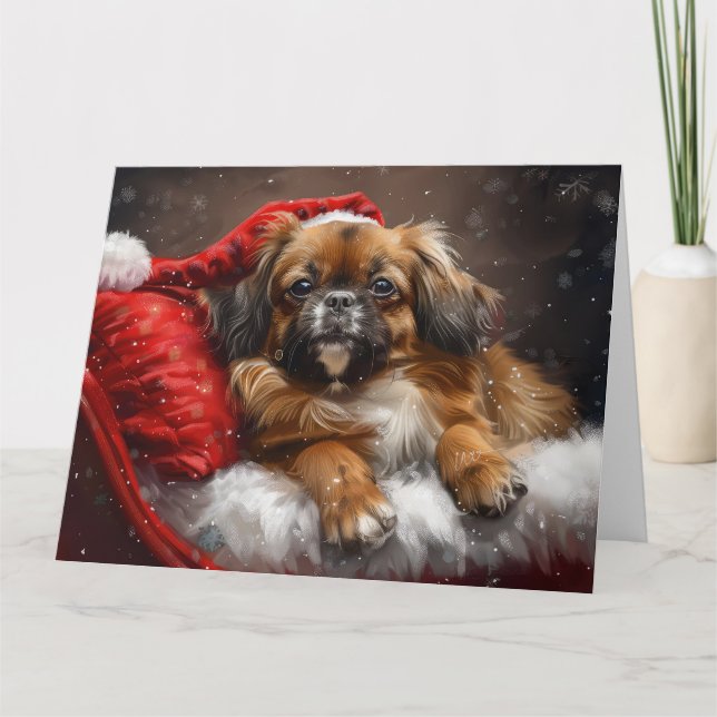 Carte Fête de Noël de Chien Espagnol Tibétain (Devant)