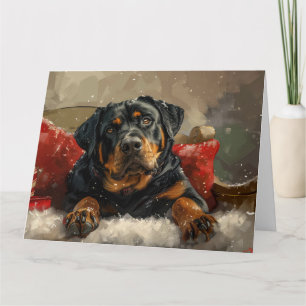 Carte Fête de Noël de chien Rottweiler
