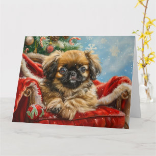 Carte Fête de Noël des chiens de Pékin