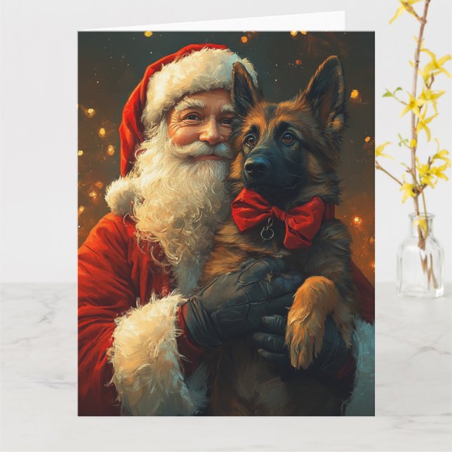 Carte Fête de Noël du berger de Belgique (Fleur jaune)