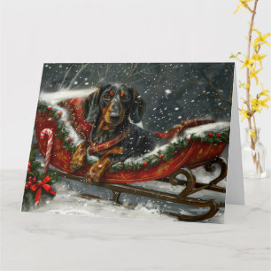 Carte Fête de Noël du chien Dachshund