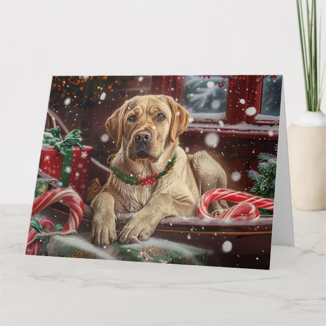 Carte Fête de Noël du chien du Labrador (Devant)