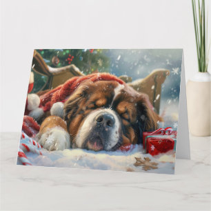 Carte Fête de Noël du chien Mastiff Tibétain